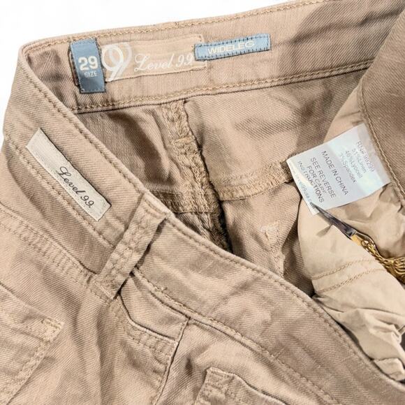 Level 99 Anthropologie Newport Wide Leg Pants Womens 29 Linen Boho Coastal Khaki - Picture 3 of 9